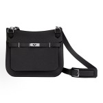 HERMES Jypsiere Gypsy silver buckle crossbody bag for women, Noir black